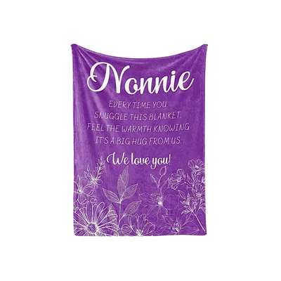 Nonnie Big Hug Message Blanket Purple Floral Gift for Grandma