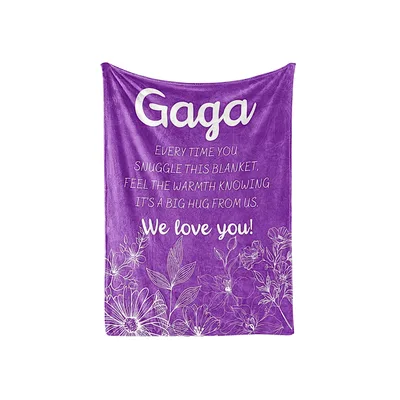 Gaga Big Hug Blanket: Purple Floral Gift for Grandma