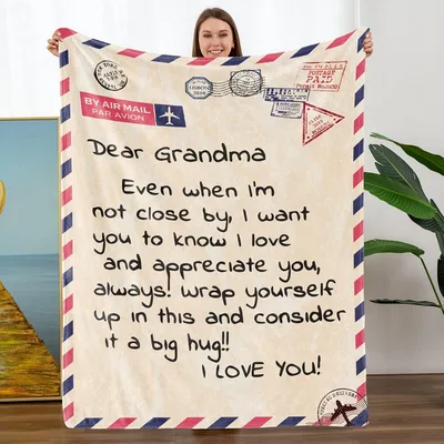 Dear Grandma Airmail Letter Blanket: A Warm Hug Sent Through the Mail