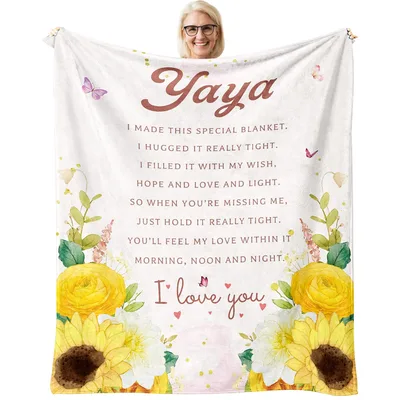 Yaya Floral Love Message Blanket for Grandma and Grandchildren