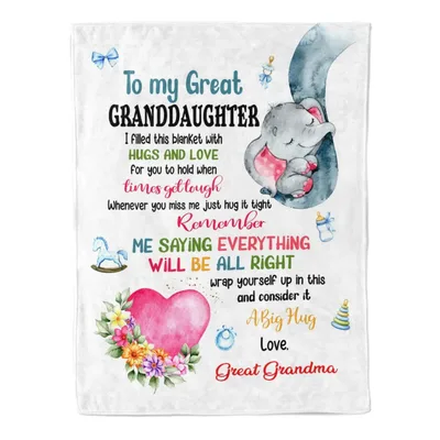 To My Great Granddaughter Elephant Blanket