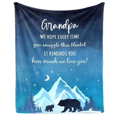 Grandpa Love Blanket: Bear and Mountain Night Design for Family