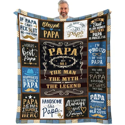 Papa Man Myth Legend Blanket Celebrating Grandpa Quotes