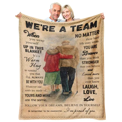 Elderly Couple Love Blanket: We're a Team Warm Hug Design