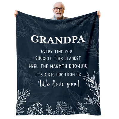 Grandpa Sentiment Blanket: A Warm Hug Printed on a Cozy Throw