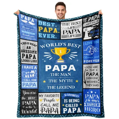 Papa Grandpa Tribute Blanket: Best Papa Ever Design