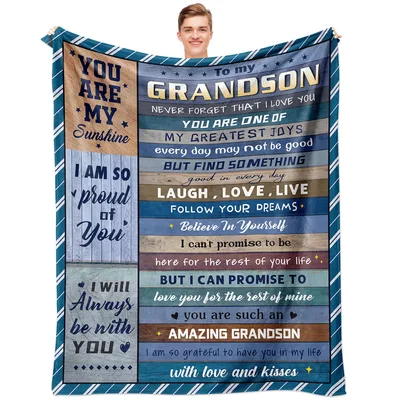 Grandson Love Message Blanket To My Grandson With Love And Kisses