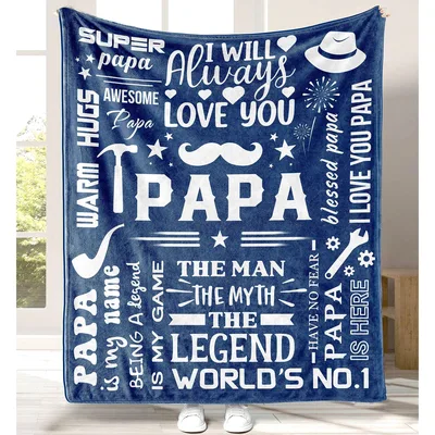 Family Word Art Blanket: Papa Legend Design for Grandpa