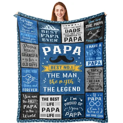 Papa Grandpa Quotes Blanket Best Papa Ever Design