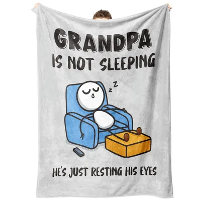 Grandpa Napping Funny Blanket: Resting His Eyes Design