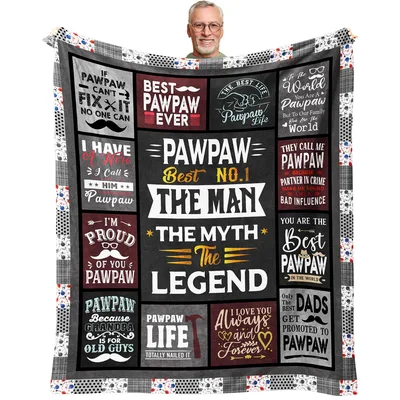 Grandpa Pawpaw Quotes Blanket Features Bold Typography
