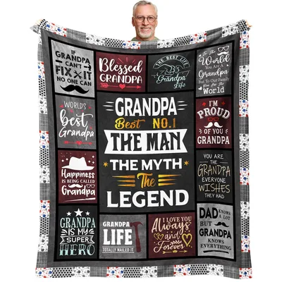 Grandpa Quotes Collage Blanket: The Man, The Myth, The Legend Design