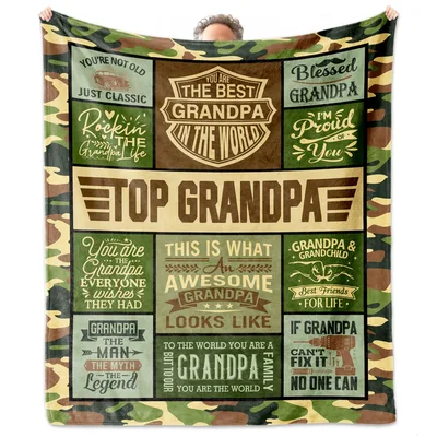 Grandpa Camo Tribute Blanket: Best Grandpa in the World