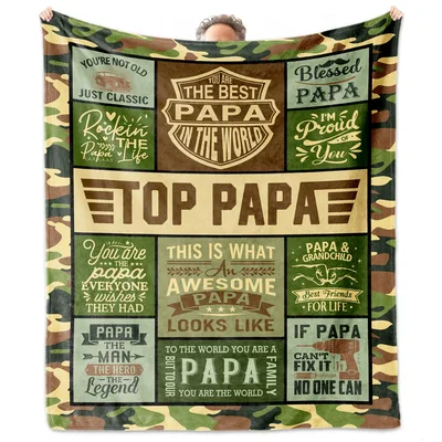 Papa Grandpa Camo Blanket Celebrating the Best Papa in the World
