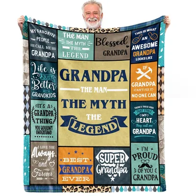 Grandpa Word Collage Blanket: The Man, The Myth, The Legend Design