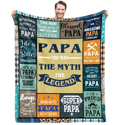 Papa Legend Gold Patchwork Blanket: The Man, The Myth, The Legend
