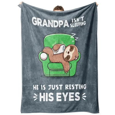 Grandpa Isn't Sleeping Sloth Blanket - Resting His Eyes Design