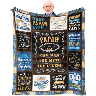 Papaw Grandpa Grandfather Collage Blanket Features Bold