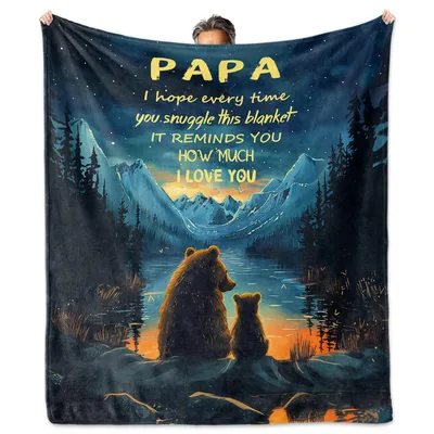 Papa Bear Mountain Lake Blanket featuring a mother bear