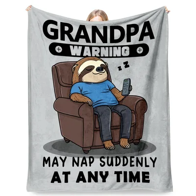 Sloth Grandpa Nap Blanket: Warning May Nap Suddenly At Any Time