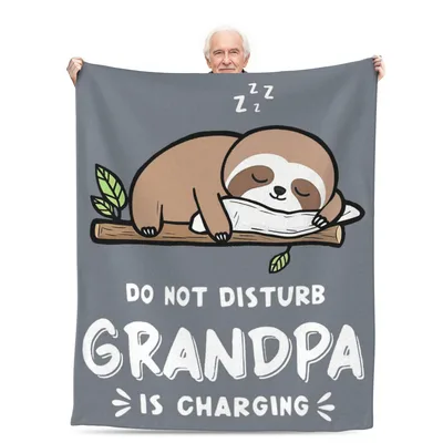 Do Not Disturb Grandpa Sloth Blanket for the Resting Grandfather