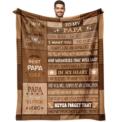 Papa Sentimental Letter Blanket: A Wood-Style Tribute to Grandpa