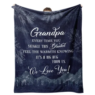 Grandpa Sentiment Mountain Forest Blanket Big Hug From Us