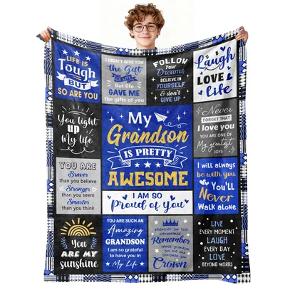 Grandson Encouragement Message Blanket: My Grandson Is