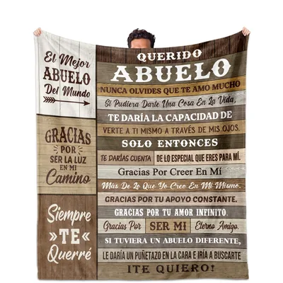 Spanish Grandpa Tribute Blanket features rustic wood planks