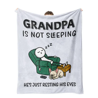 Grandpa Nap Humor Blanket: Resting His Eyes Design