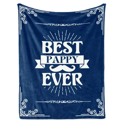 Grandpa Mustache Quote Blanket Celebrating the Best Pappy Ever