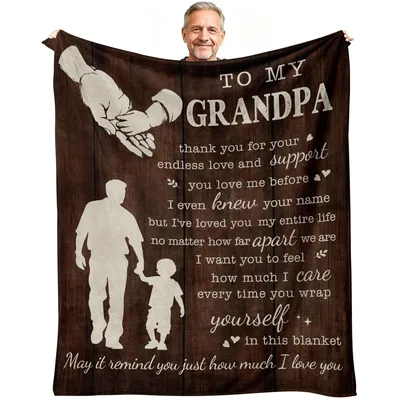 Grandpa Grandchild Letter Blanket featuring a heartfelt poem