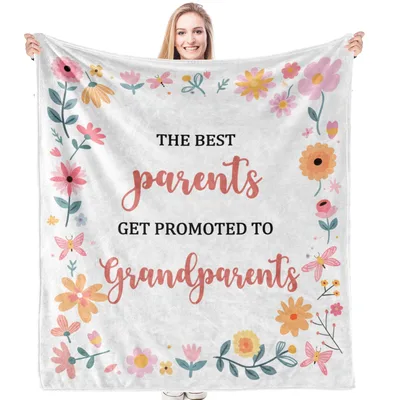 Grandparents Announcement Floral Blanket Celebrate New Role