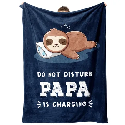 Do Not Disturb Papa Blanket - Sloth Charging Design for Grandpa