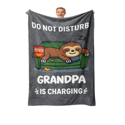 Sloth Grandpa Napping Blanket features a sleeping sloth