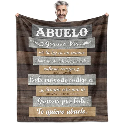 Spanish Grandpa Thank Blanket: Abuelo Wood Sign Design