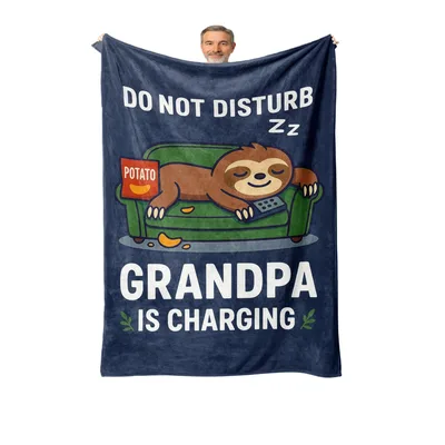 Grandpa Sloth Snack Zone Blanket: Do Not Disturb Grandpa Is Charging