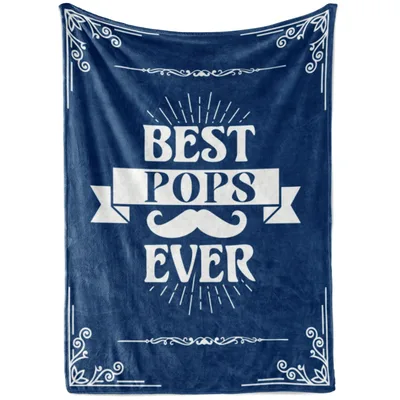Grandpa Pops Mustache Blanket: Best Pops Ever Design