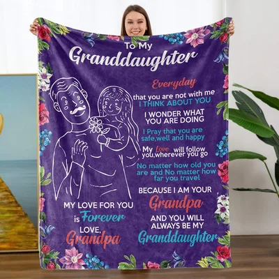 To My Granddaughter Letter with Flowers Blanket