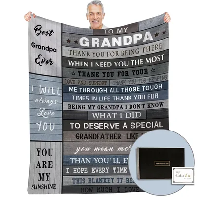 Best Grandpa Ever Thank Blanket features a heartfelt poem