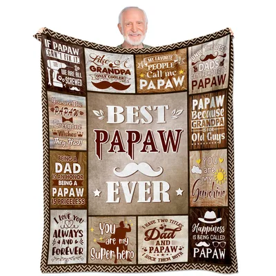 Best Papaw Ever Phrase Collage Blanket featuring rustic wood signs