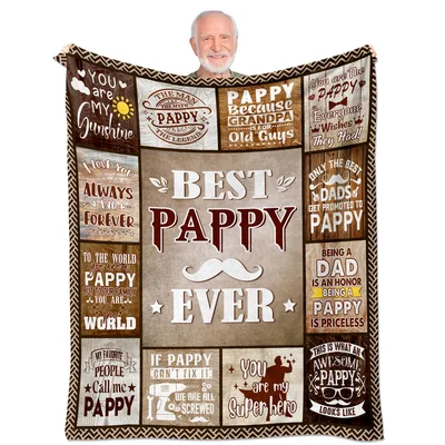 Best Pappy Ever Phrase Blanket: A Collage of Grandpa Love and Laughs