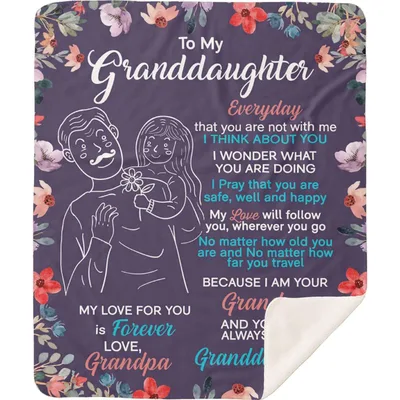 To My Granddaughter Love from Grandpa Blanket with Floral Frame