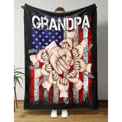 Grandpa American Flag Fist Blanket
