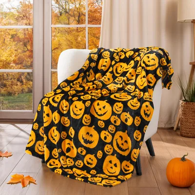 Jack-o'-Lantern Pumpkin Halloween Blanket for Fall Fans