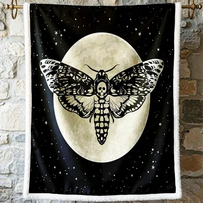 Mother Blanket Skull Moth Halloween Throw for Spooky Nights