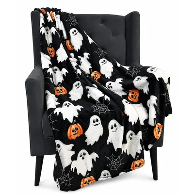Cute Ghost Pumpkin Blanket: Spooky Halloween Throw for Cozy Nights