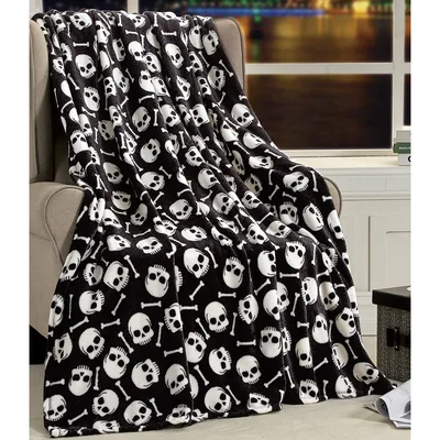 Skulls Crossbones Halloween Blanket for Spooky Season Comfort