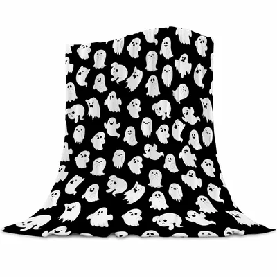The Ghost Blanket: Cute Spooky Black and White Halloween Pattern