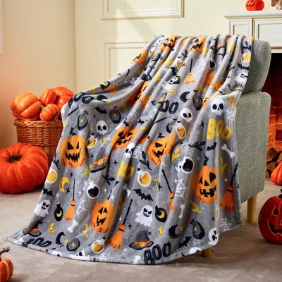 Halloween Jack O Lantern Blanket: Spooky Pumpkin and Ghost Pattern